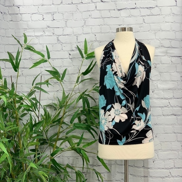 Forever 21 Tops - 🎉Twenty One Black, White & Teal Halter Top